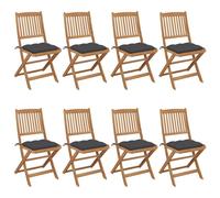 Vidaxl Chaises Pliables De Jardin 8 Pcs Avec Coussins Bois D'acacia