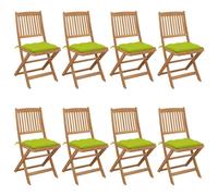Vidaxl Chaises Pliables De Jardin 8 Pcs Avec Coussins Bois D'acacia