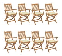 Vidaxl Chaises Pliables De Jardin 8 Pcs Avec Coussins Bois D'acacia