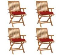 Lot de 4 Chaises Pliables de Jardin avec Coussins Siège Teck Solide vidaXL