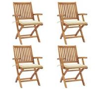 vidaXL Chaises pliables de jardin avec coussins 4 pcs Teck solide G