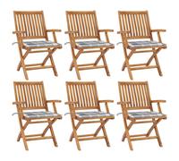 Vidaxl Chaises Pliables De Jardin Avec Coussins 6 Pcs Bois De Teck