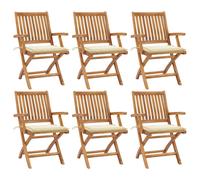 Vidaxl Chaises Pliables De Jardin Avec Coussins 6 Pcs Bois De Teck
