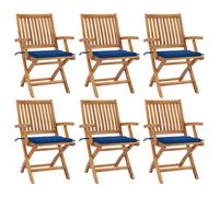 Vidaxl Chaises Pliables De Jardin Avec Coussins 6 Pcs Bois De Teck