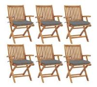 vidaXL Chaises pliables de jardin avec coussins 6 pcs Bois de teck bois de teck G