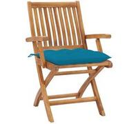Lot de 4 Chaises Pliables de Jardin avec Coussins Siège Teck Solide vidaXL