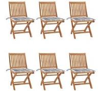 vidaXL Chaises pliables de jardin avec coussins 6 pcs Bois de teck bois de teck G