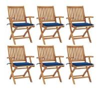vidaXL Chaises pliables de jardin avec coussins 6 pcs Bois de teck G