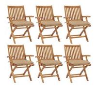 vidaXL Chaises pliables de jardin avec coussins 6 pcs Bois de teck G