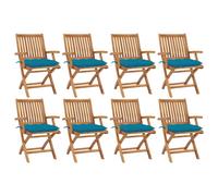 Vidaxl Chaises Pliables De Jardin Avec Coussins 8 Pcs Teck Solide