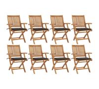 Vidaxl Chaises Pliables De Jardin Avec Coussins 8 Pcs Teck Solide
