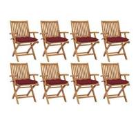Lot de 4 Chaises Pliables de Jardin avec Coussins Siège Teck Solide vidaXL