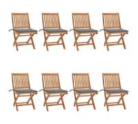 Vidaxl Chaises Pliables De Jardin Avec Coussins 8 Pcs Teck Solide