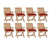 Chaises pliantes avec coussins, 4 pièces, en teck massif vidaXL