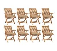 vidaXL Chaises pliables de jardin avec coussins 8 pcs Teck solide G