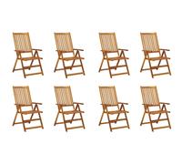 Vidaxl Chaises Pliables De Jardin Avec Coussins Lot De 8 Bois D'acacia