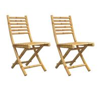 vidaXL Chaises Pliables de Jardin Lot de 2 43x54x88 cm Bambou, Chaise Pliable, Meuble d'extérieur, Chaise à Manger, Meuble de Patio, Meuble de Jardin