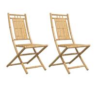 vidaXL Chaises Pliables de Jardin Lot de 2 46x66x99 cm Bambou, Chaise Pliable, Meuble d'extérieur, Chaise à Manger, Meuble de Patio, Meuble de Jardin