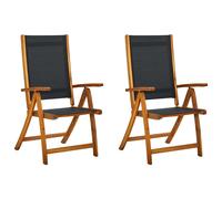 Vidaxl Chaises Pliables De Jardin Lot De 2 Bois D'acacia Et Textilène