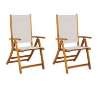vidaXL Chaises Pliables de Jardin Lot de 2 Bois d'acacia et textilène, Chaise de Jardin, siège d’extérieur, Chaise de Balcon, siège de Jardin