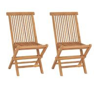 Vidaxl Chaises Pliables De Jardin Lot De 2 Bois De Teck Solide