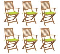 Vidaxl Chaises Pliables De Jardin Lot De 6 Avec Coussins Bois D'acacia