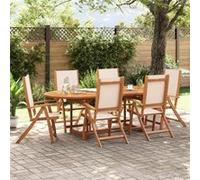 Chaises pliables de jardin lot de 6 bois d'acacia et textilène, chaise de jardin, siège d'extérieur, chaise de 3279236