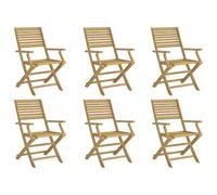 vidaXL Chaises Pliables de Jardin Lot de 6 Bois Massif d'acacia, Chaise de Jardin en Bois, Chaise Pliable, Meuble d'extérieur