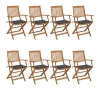 Chaises pliables de jardin lot de 8 avec coussins Bois d acacia