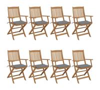 Vidaxl Chaises Pliables De Jardin Lot De 8 Avec Coussins Bois D'acacia