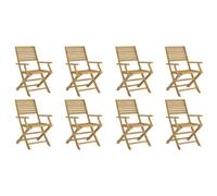 vidaXL Chaises Pliables de Jardin Lot de 8 Bois Massif d'acacia, Chaise de Jardin en Bois, Chaise Pliable, Meuble d'extérieur