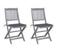 Vidaxl Chaises Pliables D'extérieur 2 Pcs Avec Coussins Bois D'acacia