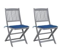 Vidaxl Chaises Pliables D'extérieur 2 Pcs Avec Coussins Bois D'acacia