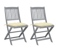 Chaises pliables d extérieur lot de 2 et coussins Bois d acacia
