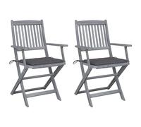 Vidaxl Chaises Pliables D'extérieur 2 Pcs Avec Coussins Bois D'acacia