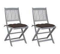 Vidaxl Chaises Pliables D'extérieur 2 Pcs Avec Coussins Bois D'acacia