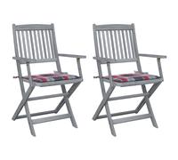 Vidaxl Chaises Pliables D'extérieur 2 Pcs Avec Coussins Bois D'acacia