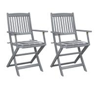 Vidaxl Chaises Pliables D'extérieur 2 Pcs Avec Coussins Bois D'acacia