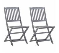 2x Bois d'Acacia Solide Chaises Pliables d'Extérieur Chaises Pliables de Jardin Chaises Pliables de Terrasse Chaises Pliables de Patio