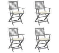 Vidaxl Chaises Pliables D'extérieur 4 Pcs Avec Coussins Bois D'acacia