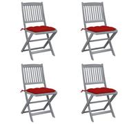 Vidaxl Chaises Pliables D'extérieur 4 Pcs Avec Coussins Bois D'acacia