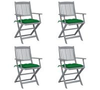 Vidaxl Chaises Pliables D'extérieur 4 Pcs Avec Coussins Bois D'acacia