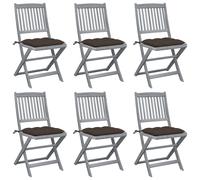 Vidaxl Chaises Pliables D'extérieur 6 Pcs Avec Coussins Bois D'acacia