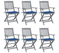 Vidaxl Chaises Pliables D'extérieur 6 Pcs Avec Coussins Bois D'acacia