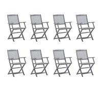 Vidaxl Chaises Pliables D'extérieur 8 Pcs Avec Coussins Bois D'acacia