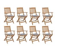 Vidaxl Chaises Pliables D'extérieur Avec Coussins 8 Pcs Bois D'acacia