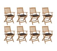 Vidaxl Chaises Pliables D'extérieur Avec Coussins 8 Pcs Bois D'acacia