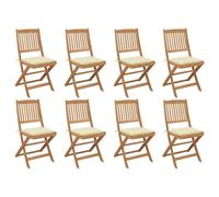 Vidaxl Chaises Pliables D'extérieur Avec Coussins 8 Pcs Bois D'acacia