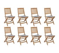 Vidaxl Chaises Pliables D'extérieur Avec Coussins 8 Pcs Bois D'acacia