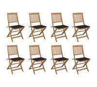 Vidaxl Chaises Pliables D'extérieur Et Coussins Lot De 8 Bois D'acacia